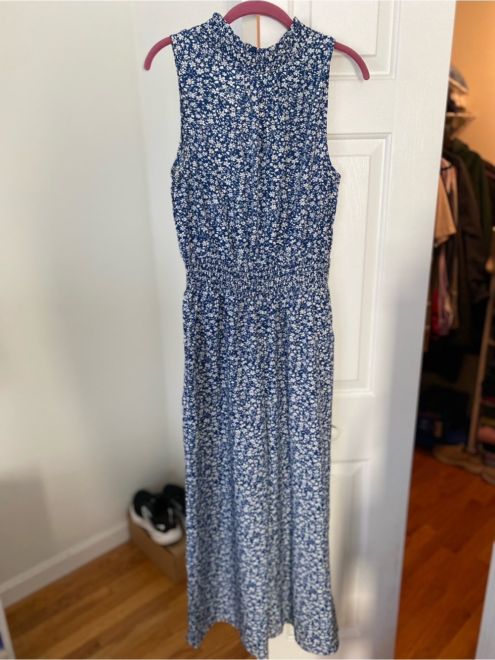 Cupshe Navy Blue Floral Sleeveless Jumpsuit Romper